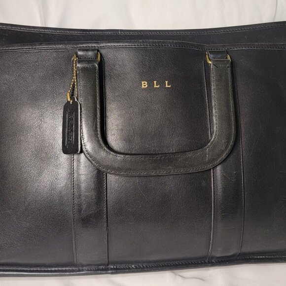 Vintage Coach Embassy Briefcase Black Leather 1990s Made in USA – BLL Embossed - Picture 1 of 6